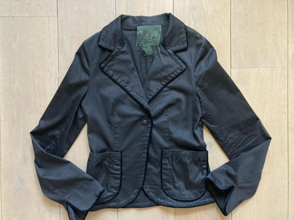 MMGJ zwart jasje 38 fluwelen rand colbert blazer egf MM6, Maat 38/40 (M), Zwart, MMGJ, Ophalen of Verzenden