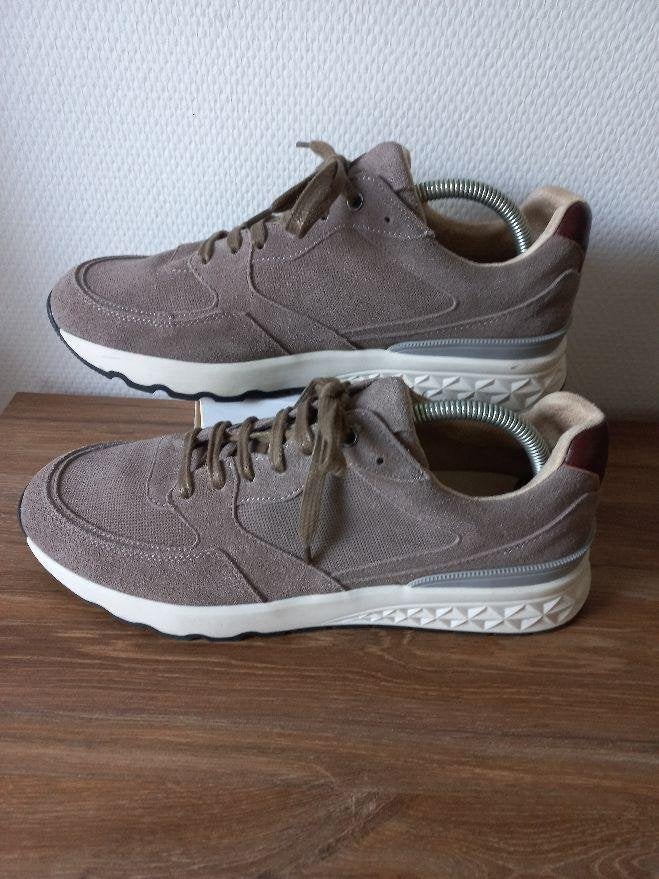 Van Beers Taupe leren/Suède heren sneakers maat 43, Bruin, Ophalen of Verzenden, Van Beers, Sneakers of Gympen