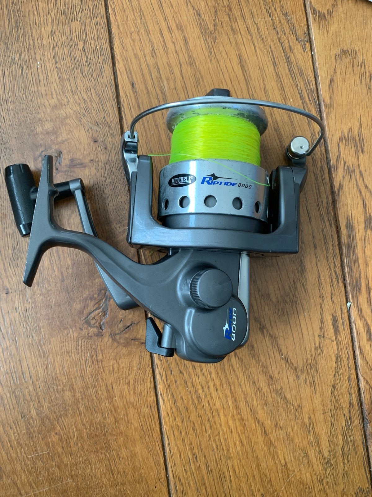 Mitchell Riptide 8000 vismolen met lijn, Ophalen of Verzenden, Gebruikt, Molen