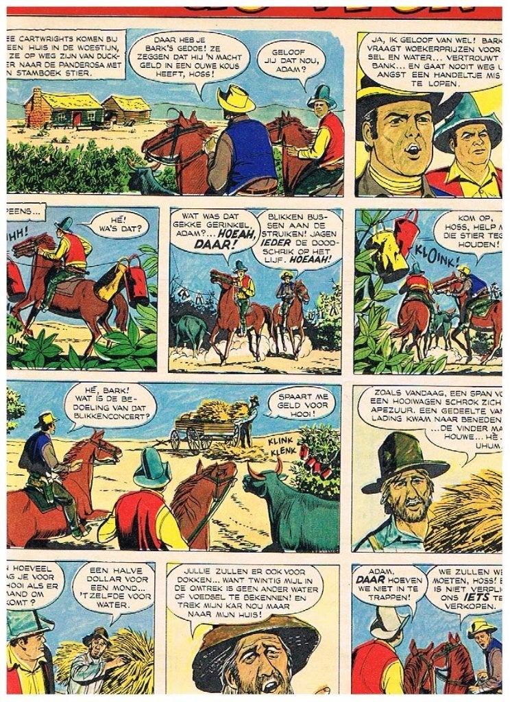 Bonanza - 13 afleveringen - uit Tijdschrift 1965, Verzamelen, Ophalen of Verzenden, 1960 tot 1980, Knipsel(s)