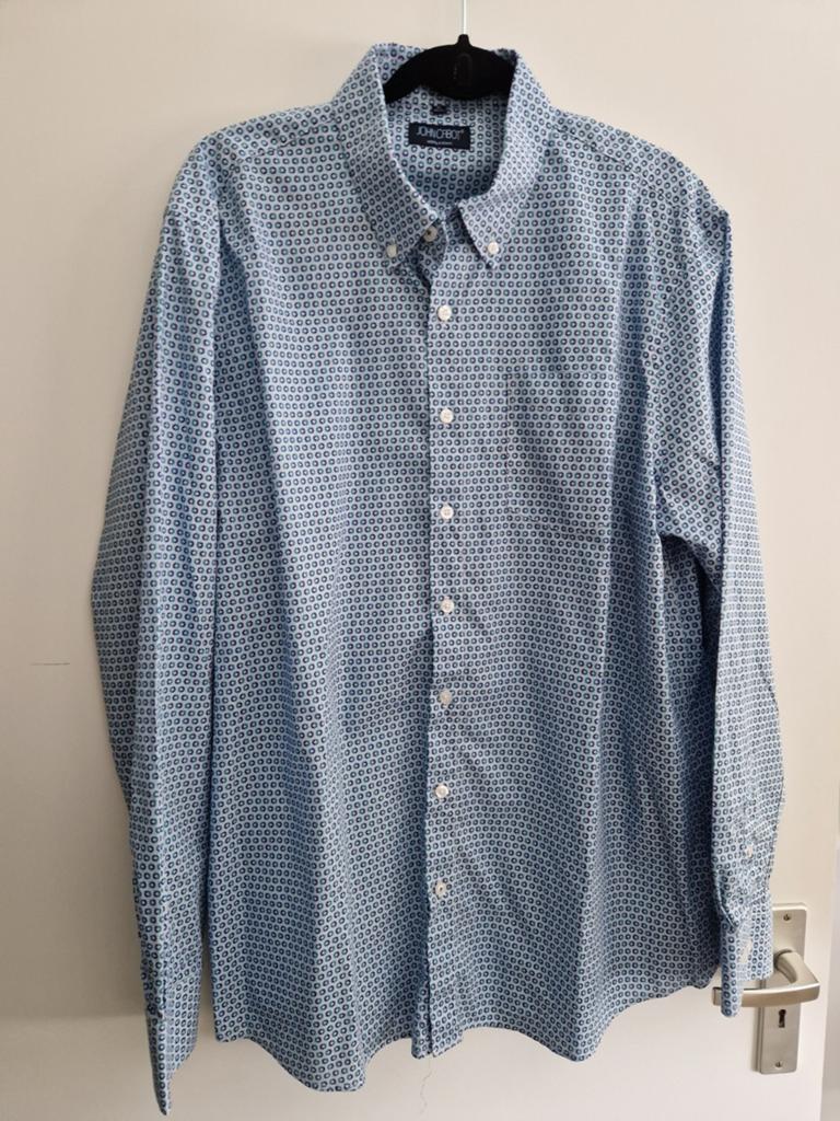 Mooi John Cabot overhemd XL (43/44) - Blauw/Wit patroon, Kleding | Heren, Overhemden, JOHN CABOT, Blauw, Ophalen of Verzenden