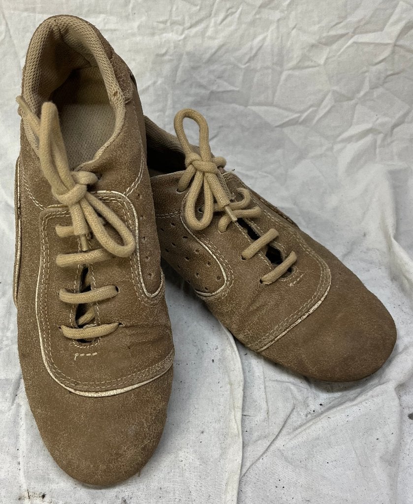 Sneakers bruin daim/leder maat 39, merk onbekend, Ophalen, Bruin, Gedragen, Sneakers of Gympen