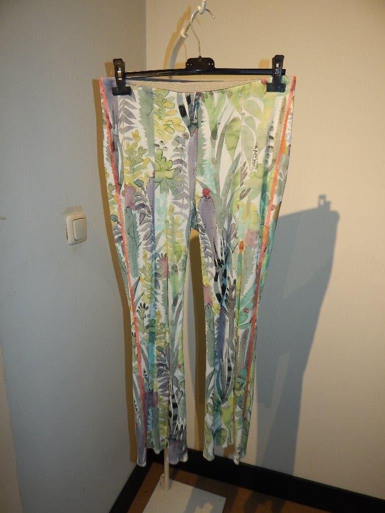 Marccain bonte print stretch broek cactus print pastel N4/40, Maat 38/40 (M), Zo goed als nieuw, Lang, Marccain
