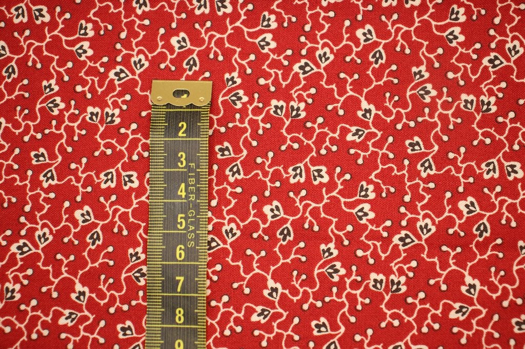 coupon 100% katoen quilt stof - rood / wit design #4027, Nieuw, Ophalen of Verzenden, 30 tot 120 cm, Katoen