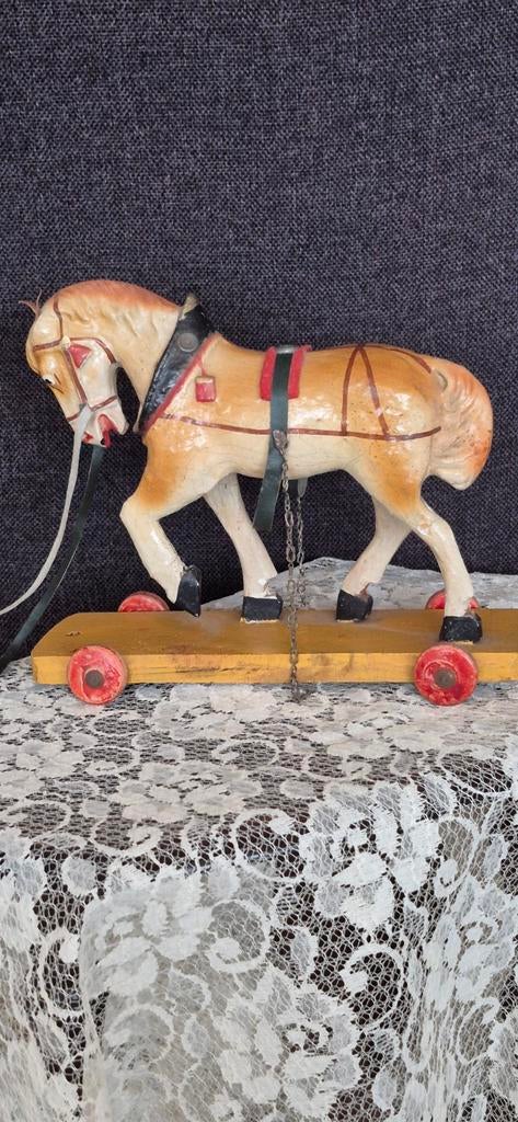 Houten trekpaard op wielen, Ophalen of Verzenden