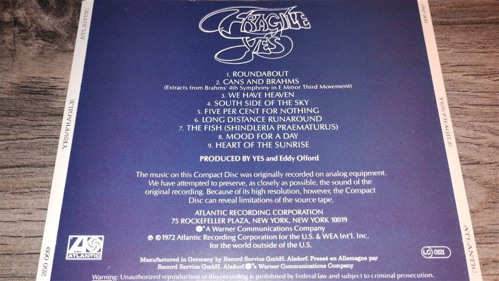 Yes - Fragile [1986], Ophalen of Verzenden, Zo goed als nieuw, Poprock