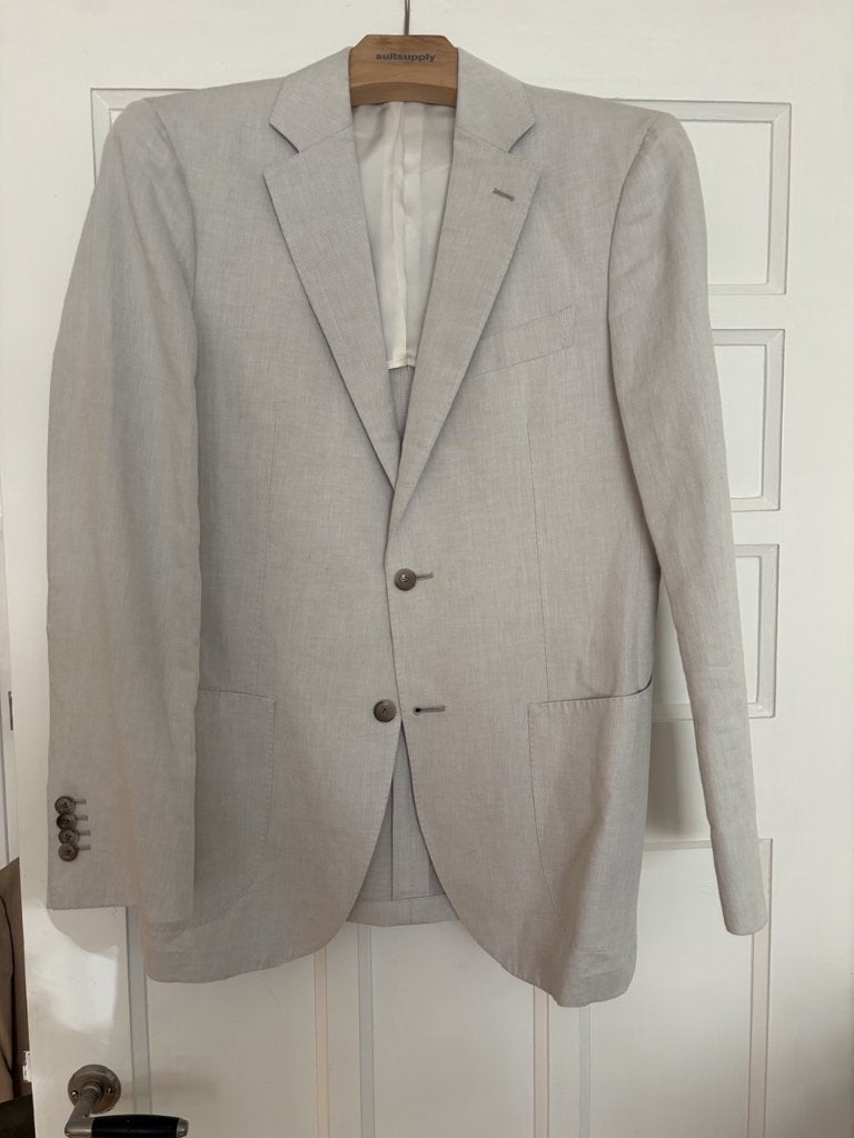 Stijlvol wit linnen/katoen Suitsupply colbert – Maat 48, Kleding | Heren, Maat 48/50 (M), Wit, Ophalen of Verzenden, Zo goed als nieuw
