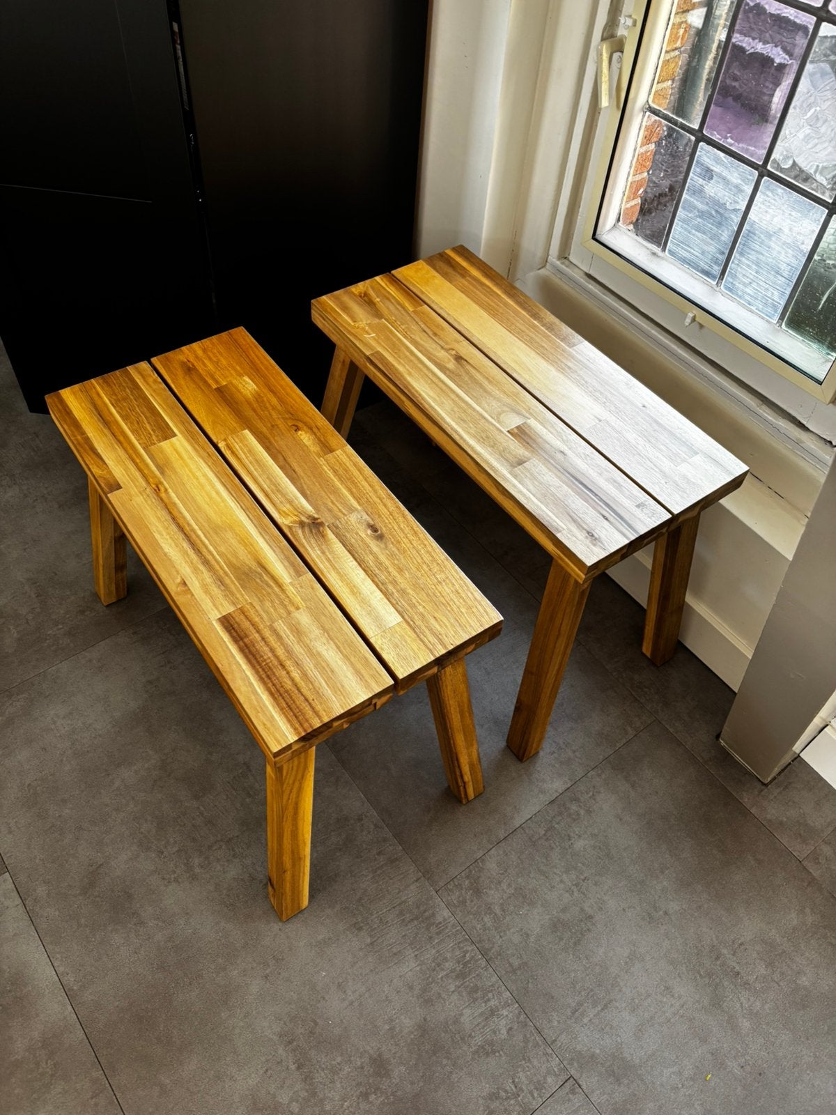 Skogta ikea bankje 2x hout, Huis en Inrichting, Krukjes, Ophalen, Zo goed als nieuw, Hout