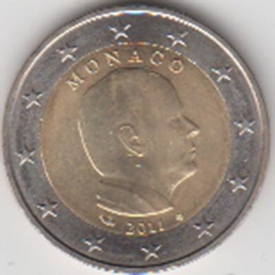 Monaco 2 euro Albert II 2011 UNC in munthouder, Ophalen of Verzenden, Monaco, 2 euro, Losse munt