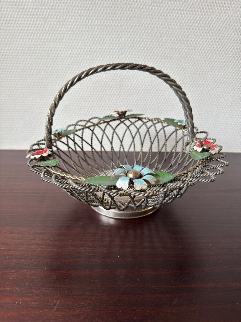 Brocante Vintage Draadstalen Bruidsmand, Lente, Bloemen, Ophalen of Verzenden