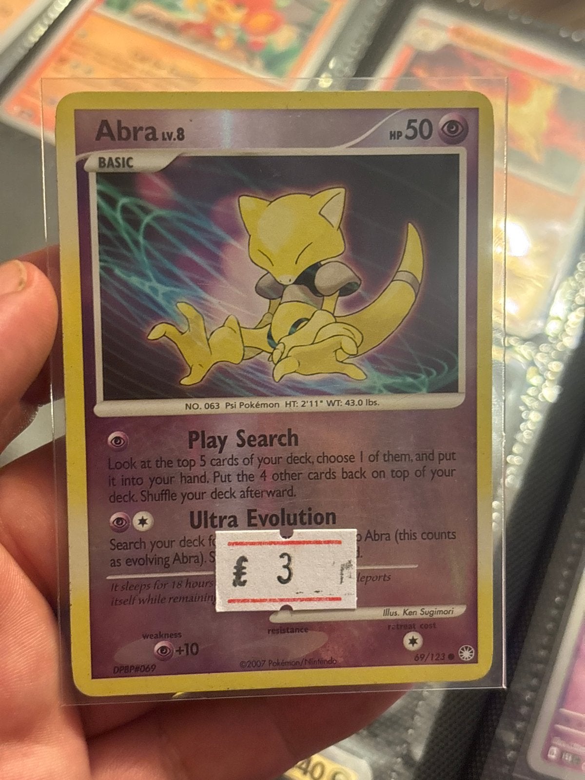 Pokémon kaart Abra 69/123 - Base Set, Ophalen of Verzenden, Gebruikt, Losse kaart
