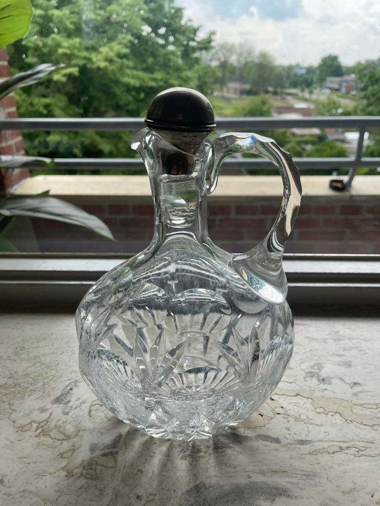 Krisallen fles met zilveren dop, Antiek en Kunst, Antiek | Glas en Kristal, Ophalen of Verzenden