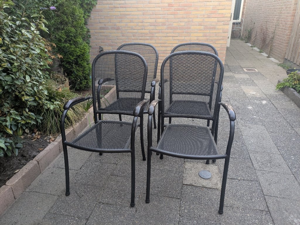 Tuinstoelen, 4 stuks, handvaten afgesleten, Ophalen, Gebruikt, Metaal