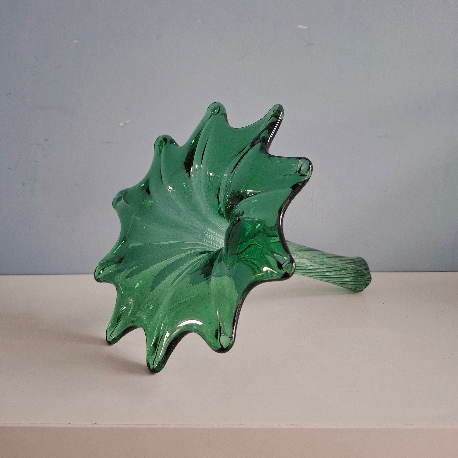 Decoratieve vintage sculptuur van groen glas, Ophalen of Verzenden