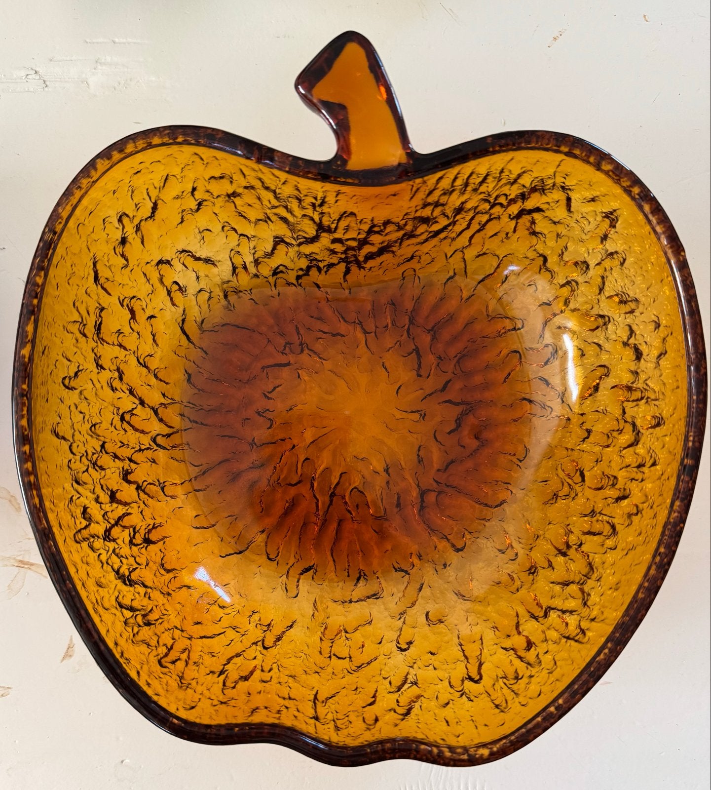 Vintage Libbey Amber Glazen Schaaltje Appel MCM Jaren '70, Ophalen of Verzenden