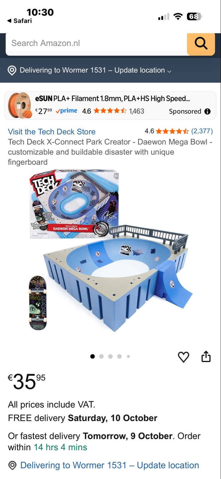 Tech Deck Daewon Mega Bowl Skatebaan met Fingerboard, Ophalen of Verzenden, Zo goed als nieuw, Jongen of Meisje