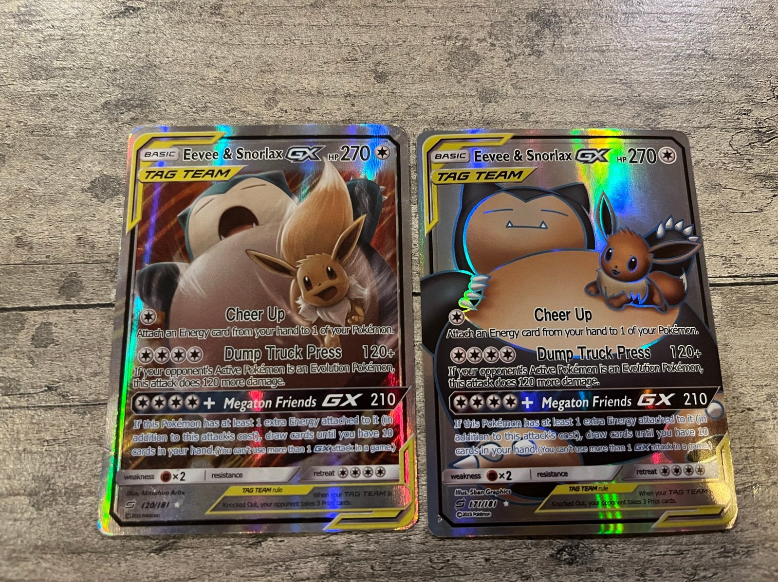 Pokémon Kaart Eevee & Snorlax GX TAG TEAM Foil, Ophalen of Verzenden, Zo goed als nieuw, Meerdere kaarten, Foil
