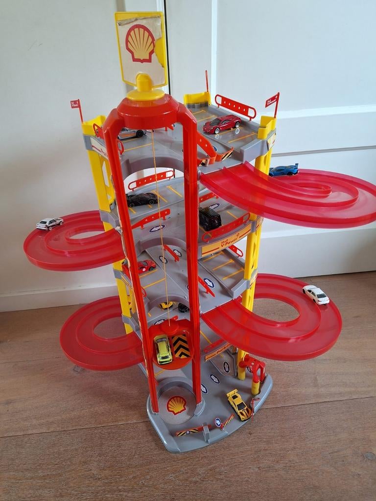 Auto garage (excl. auto's) - plastic - met Shell stickers, Kinderen en Baby's, Speelgoed | Speelgoedvoertuigen, Ophalen, Gebruikt