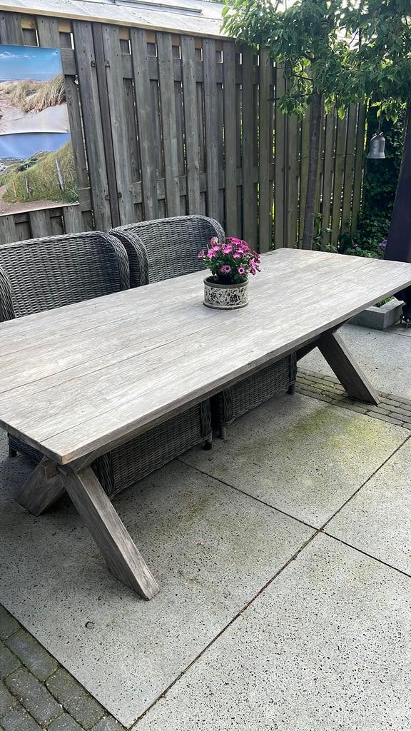 Teak tuintafel afm 240 x 100 76 cm hoog, Ophalen of Verzenden, Zo goed als nieuw, Rechthoekig, Teakhout