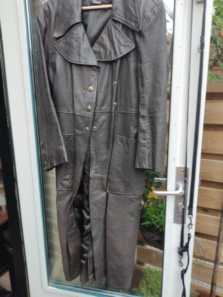 leren vintage  jas grijs  ongedragen unisex, Ophalen of Verzenden, Nieuw, Maat 38/40 (M), Zwart