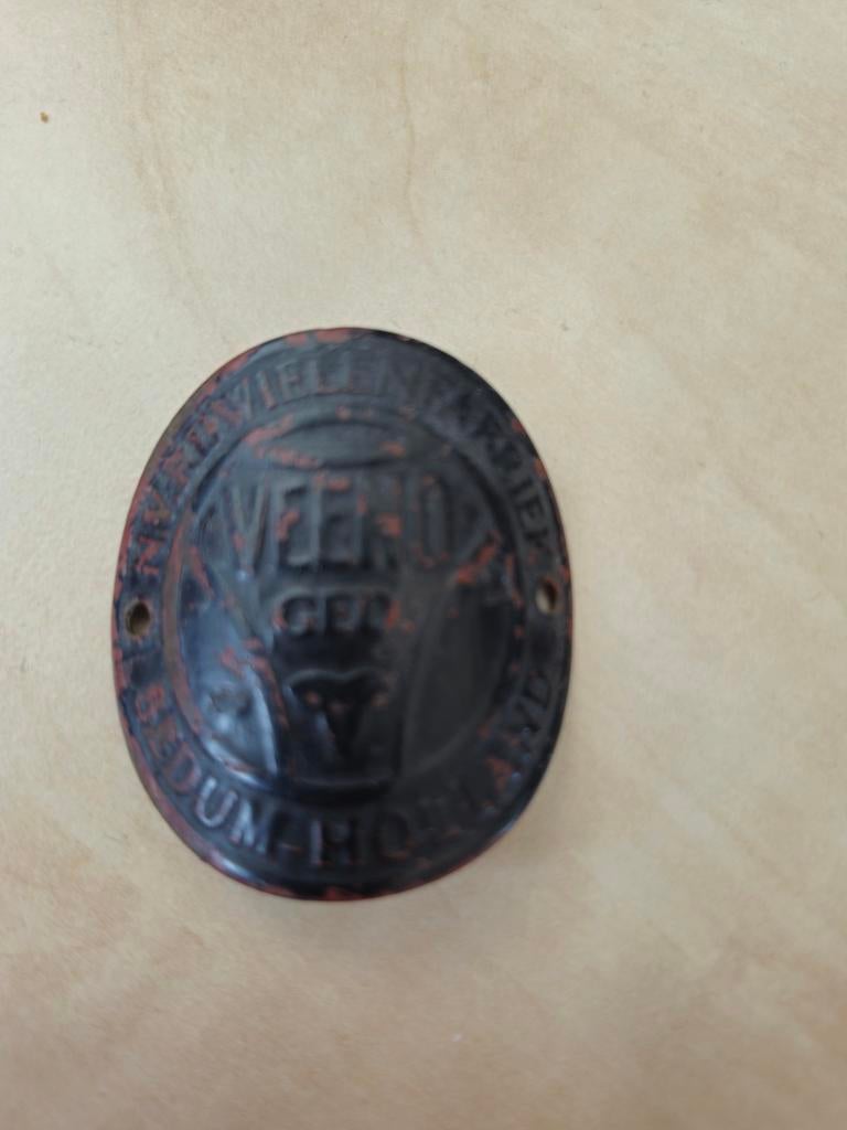 Oud metalen fietsplaatje Veeno, Antiek en Kunst, Ophalen of Verzenden