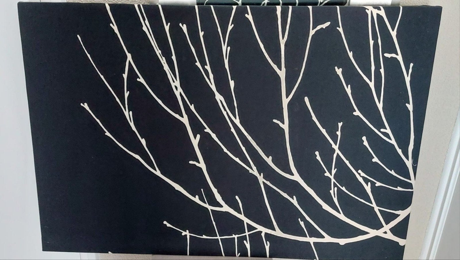 Modern schilderij van stof met takkenpatroon, Ophalen, Overig onderwerp, Op houten frame, Overige technieken