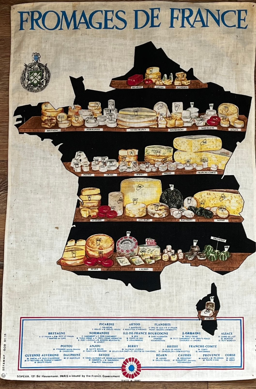 vintage Franse linnen kaas doek Fromages de France, Ophalen of Verzenden, Gebruikt