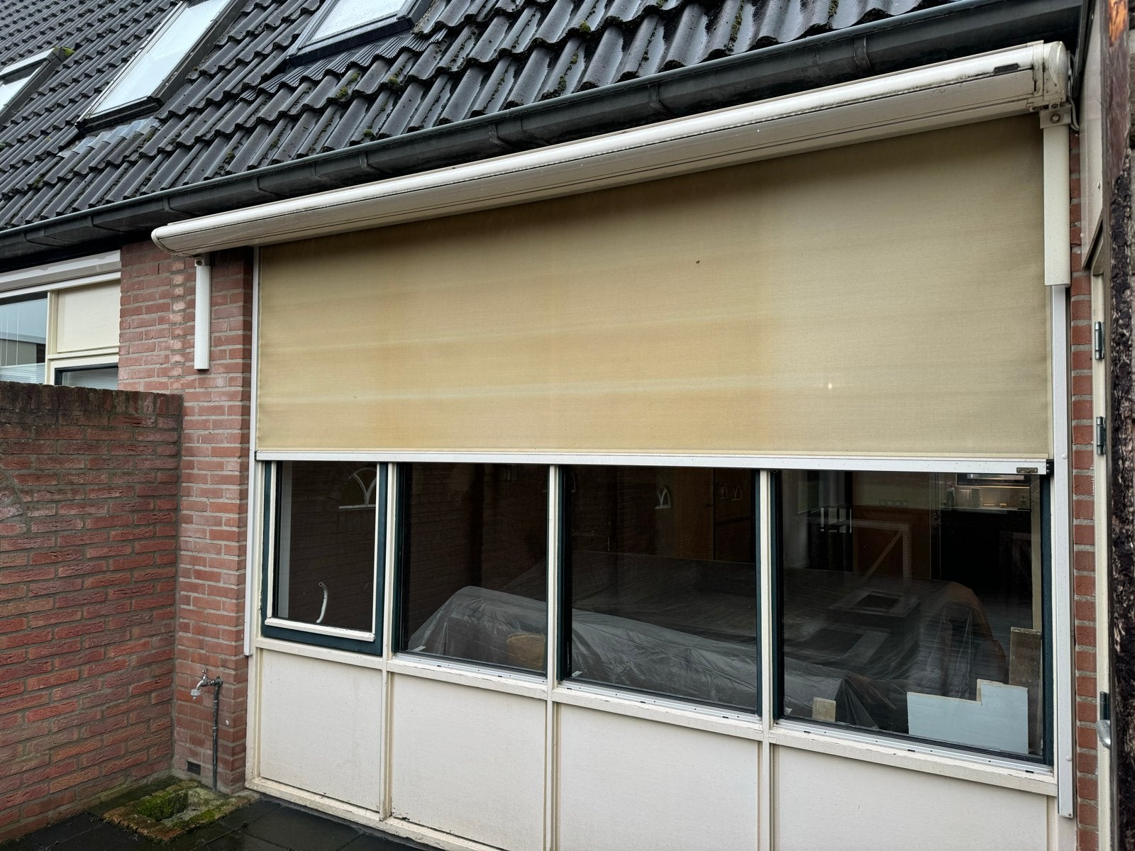 Somfy Elektrisch Ritsscreen - 325x200 cm, Tuin en Terras, Zonneschermen, Ophalen, Gebruikt, Elektrisch, 150 tot 300 cm