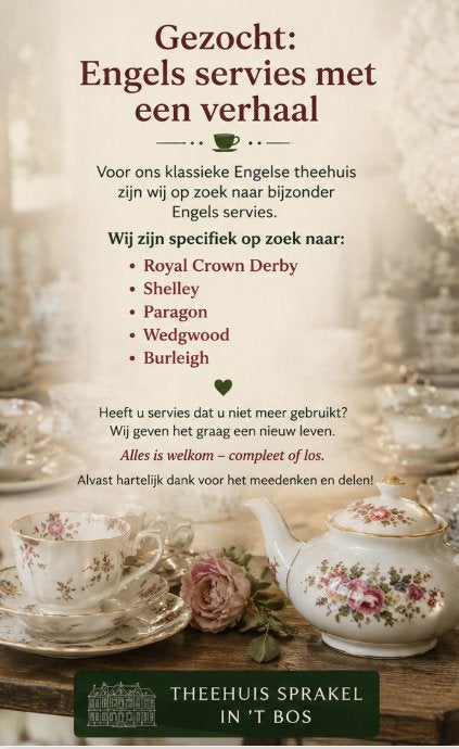 Inkoop Engels servies - Verdient een tweede leven, Antiek en Kunst, Ophalen of Verzenden