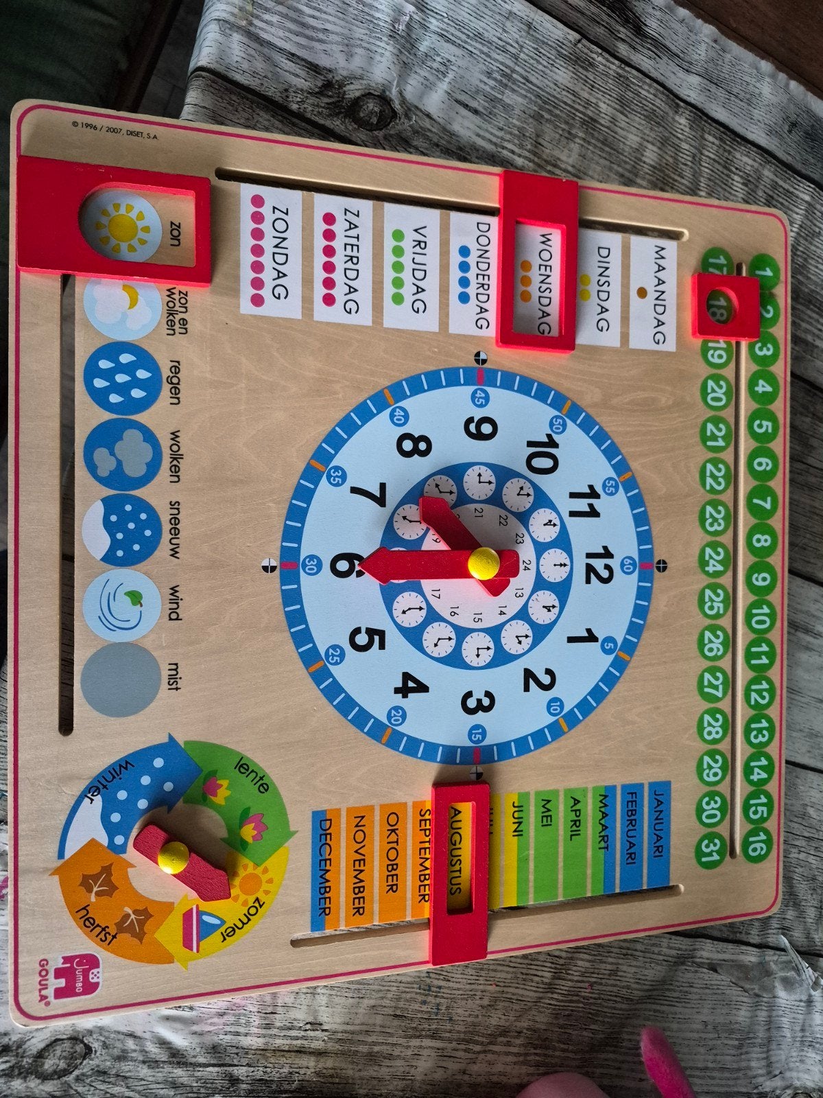 Houten Klok, leren klok kijken, Ophalen, Zo goed als nieuw