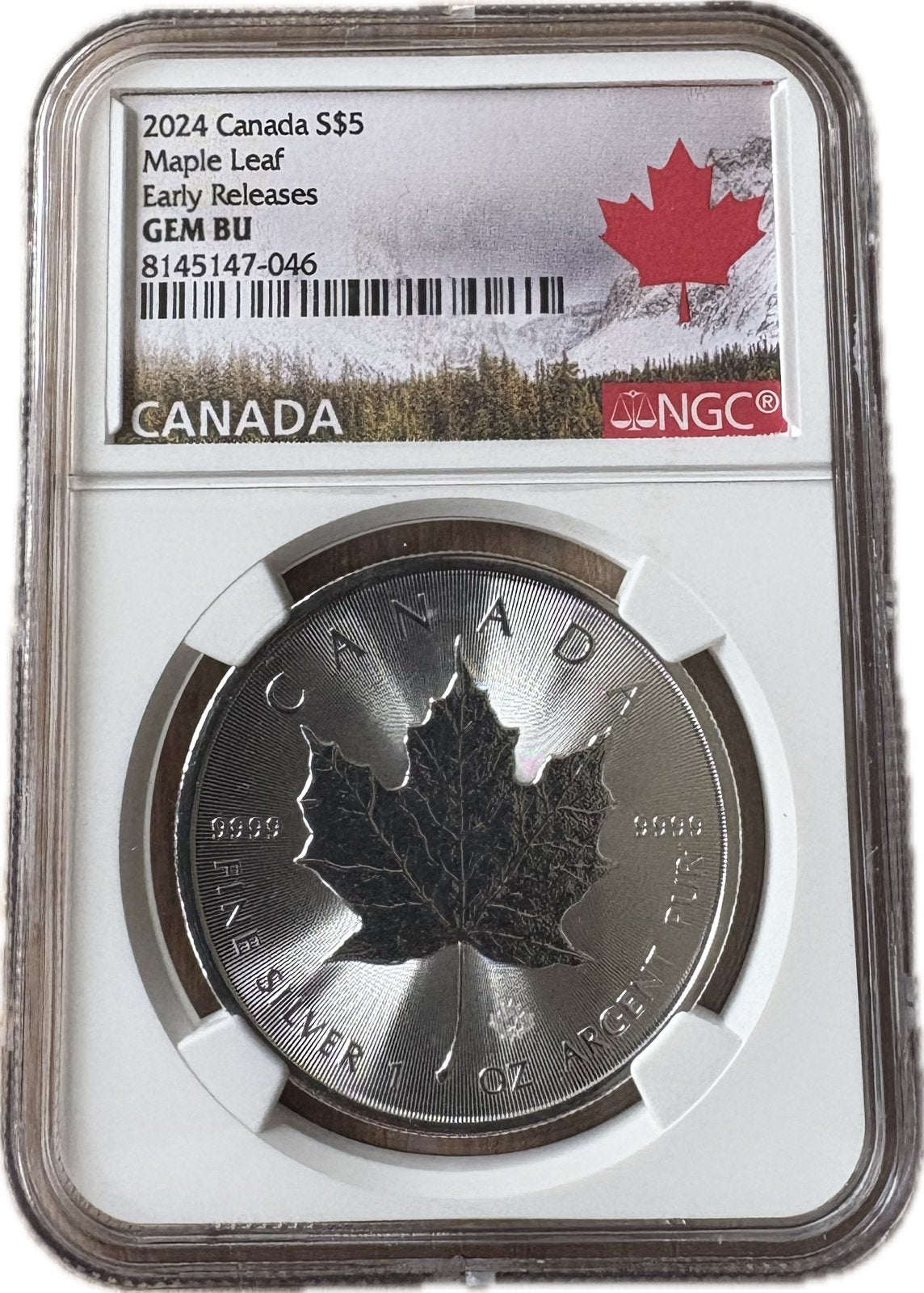 2024 Canada S$5 Maple Leaf Early Releases GEM BU Zilver, Postzegels en Munten, Munten | Amerika, Ophalen of Verzenden, Noord-Amerika