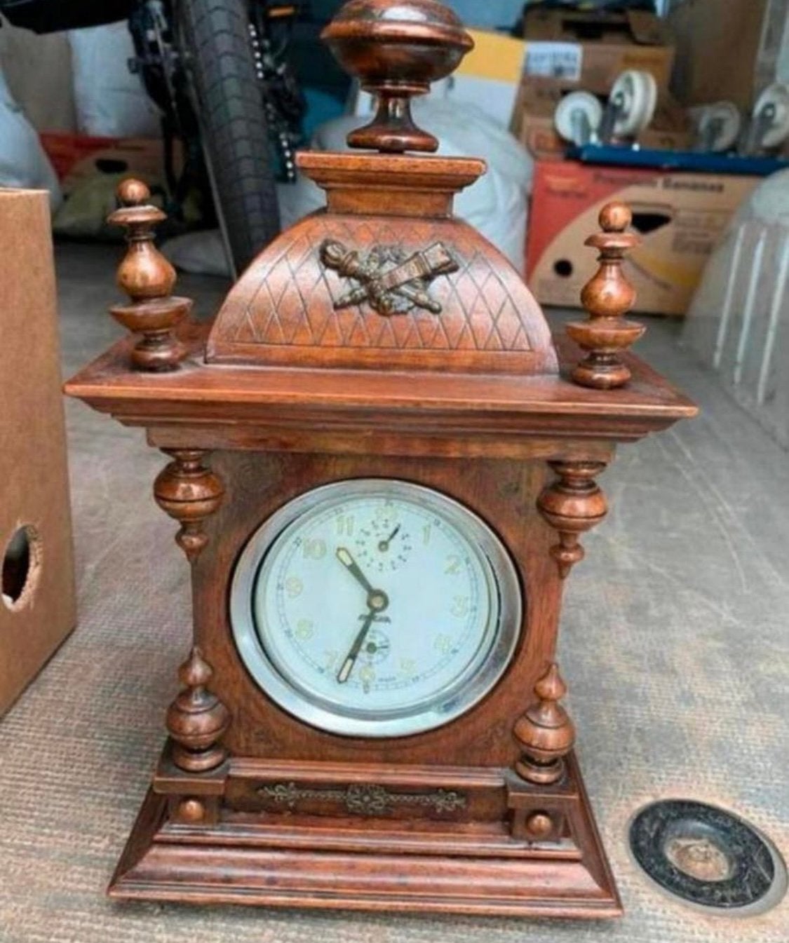 Klok mooie franse antieke biedermeier tafel klok, Huis en Inrichting, Ophalen of Verzenden