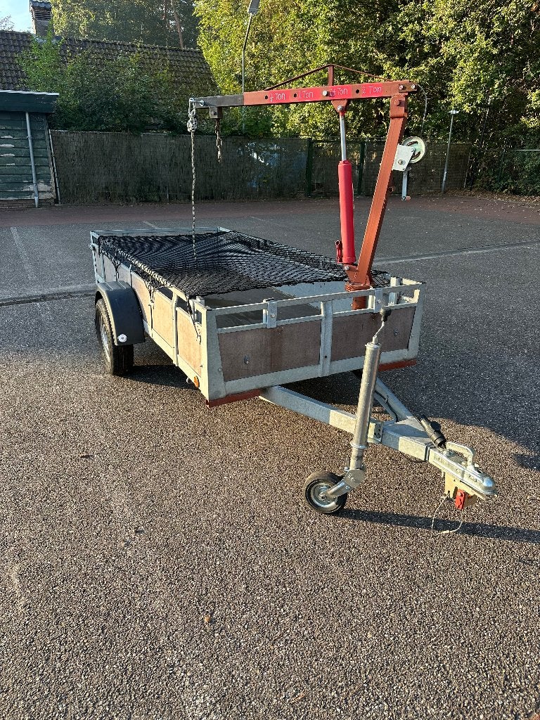 Aanhanger met handmatige kraan en lier, Ophalen, Gebruikt