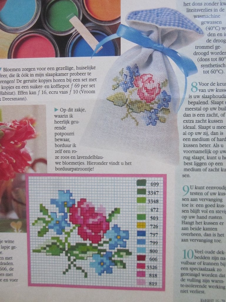 Geurzakje/schilderijtje borduren schattige kleine motiefjes, Hobby en Vrije tijd, Ophalen of Verzenden, Zo goed als nieuw, Handborduren
