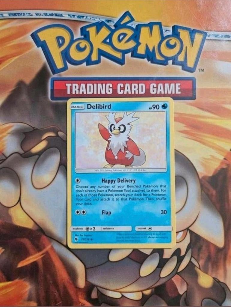 Delibird 57/214 Sun&Moon Lost thunder pokemon kaart nm, Ophalen of Verzenden, Zo goed als nieuw, Losse kaart