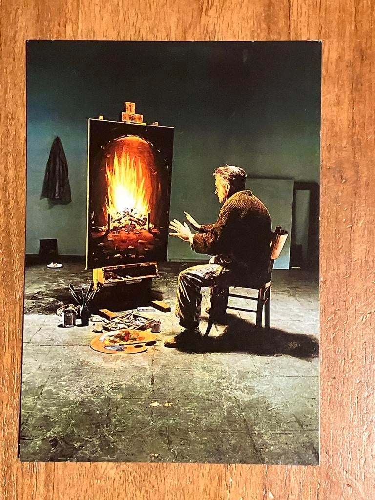 Teun Hocks - Zonder titel (1990). Haardvuur schilderij, Ophalen of Verzenden, 1980 tot heden, Ongelopen, Overige thema's