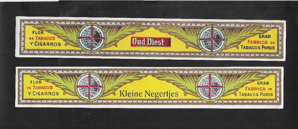 Kleine Negertjes / Oud Diest   2 stroken, Ophalen of Verzenden, Gebruikt, Sigarenbandjes