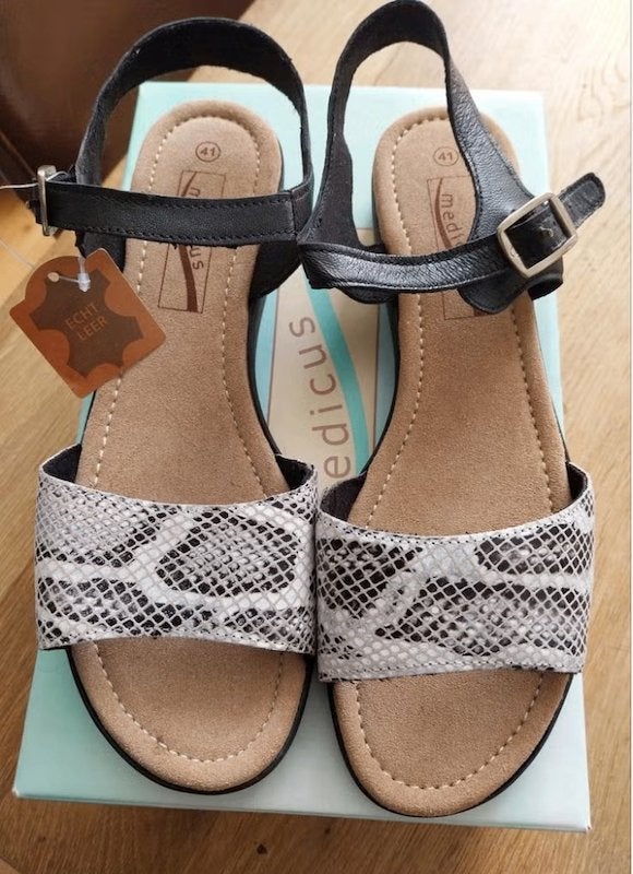 Medicus Sandalen Slangenprint Van Haren maat 41 NIEUW Leer, Kleding | Dames, Schoenen, Medicus, Beige, Nieuw, Sandalen of Muiltjes