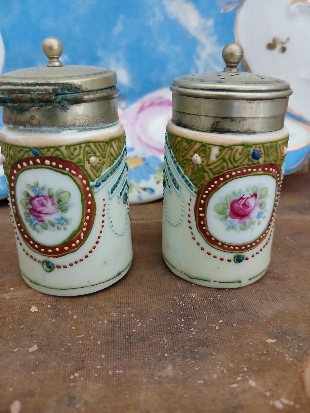 Antieke NORITAKE porseleinen peper-/zout stel, Verzenden