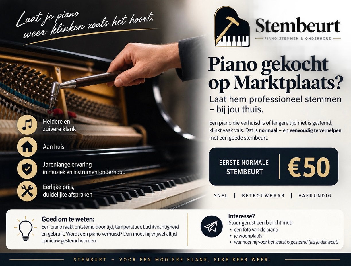 Piano gekocht op Marktplaats? Laat hem stemmen | €50, Ophalen of Verzenden, Zo goed als nieuw