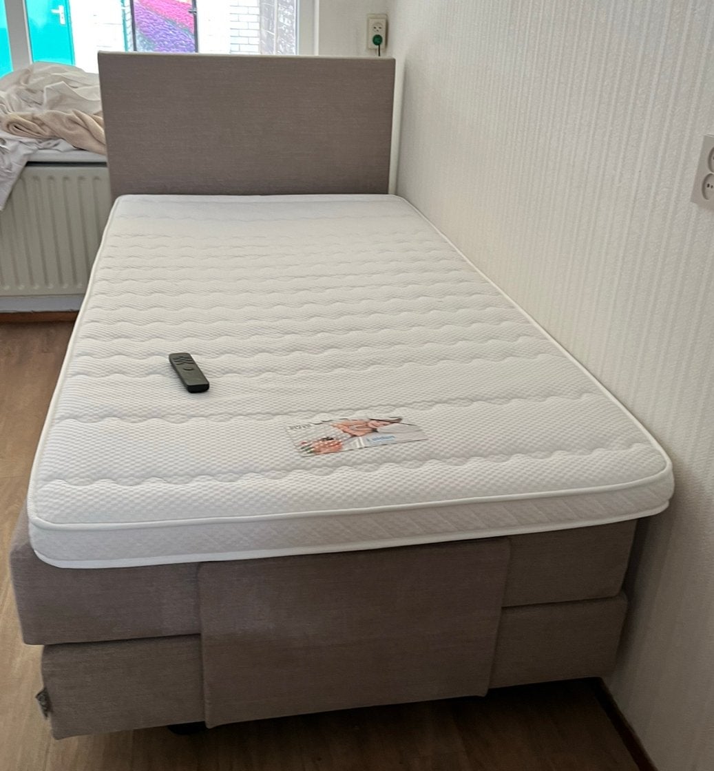Elektrische Boxspring 100x200, Ophalen, 100 cm, Eenpersoons, Bruin
