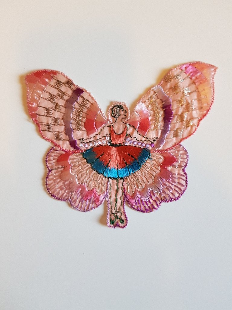 Antiek Turmac Zijdje Vlindervrouw – Jaren 30 Art Deco, Hobby en Vrije tijd, Verzenden, Zo goed als nieuw, Overige applicaties
