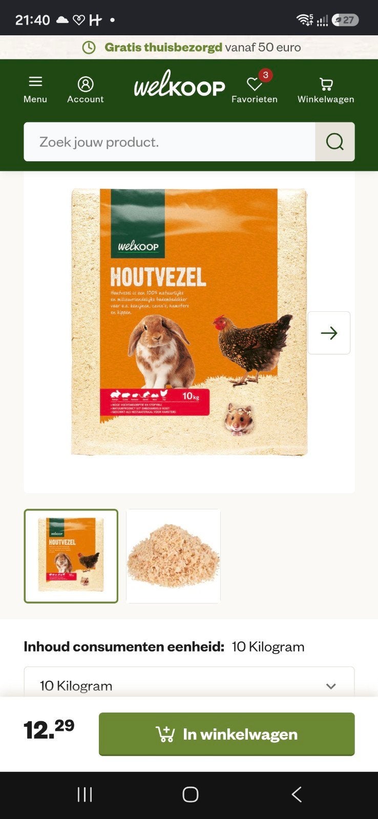 zaagsel/houtvezel konijn en knaagdier, Dieren en Toebehoren, Ophalen