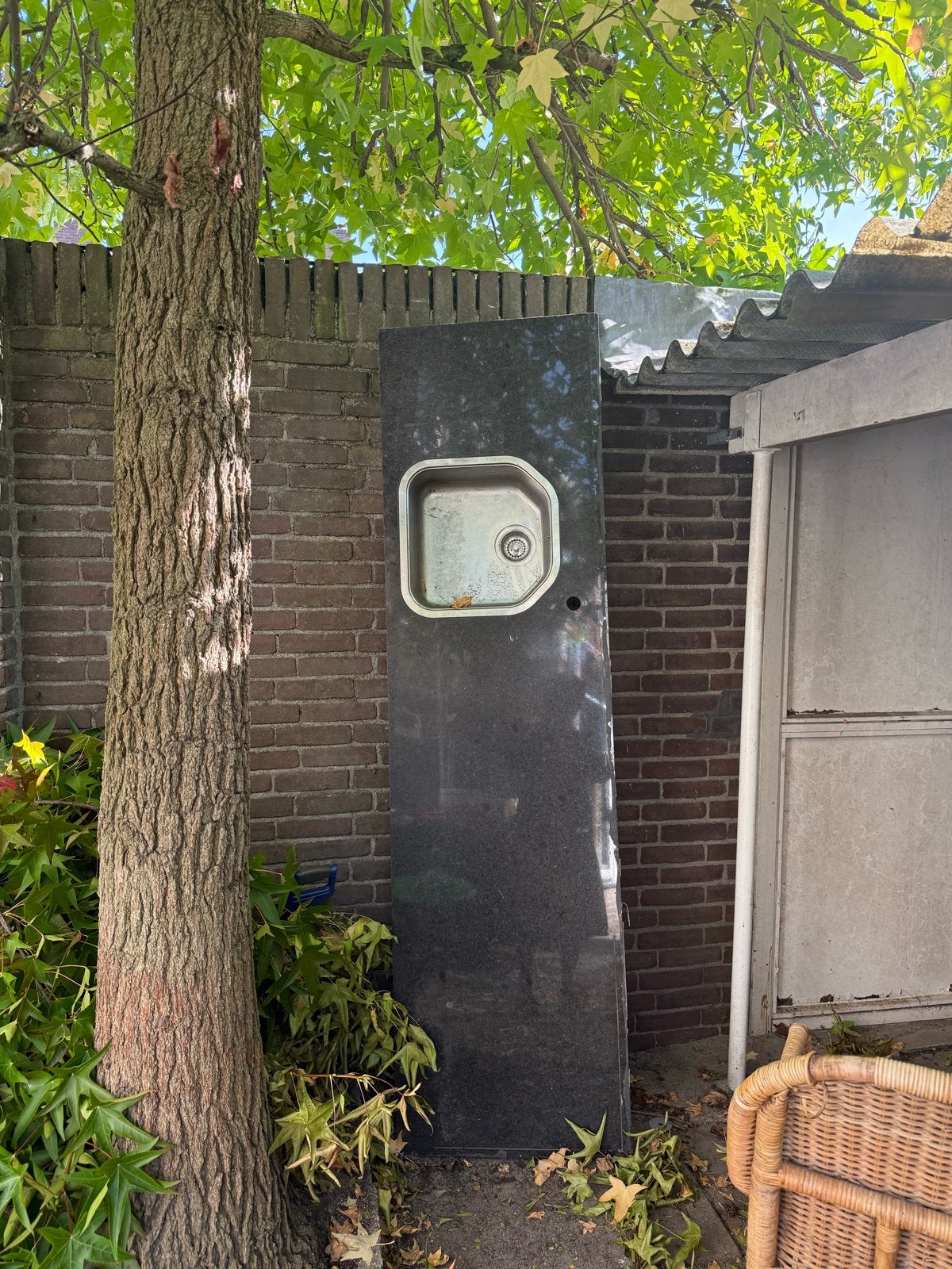 Granieten grijs keukenblad met wasbak (212x58 cm), Ophalen, Gebruikt, Steen/keramiek, Grijs