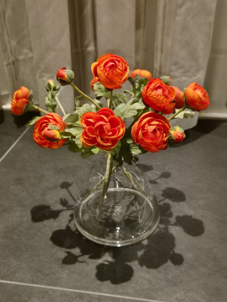 Riviera Maison vaas met oranje anemonen, Ophalen, Transparant, Inclusief decoratie, 15 cm