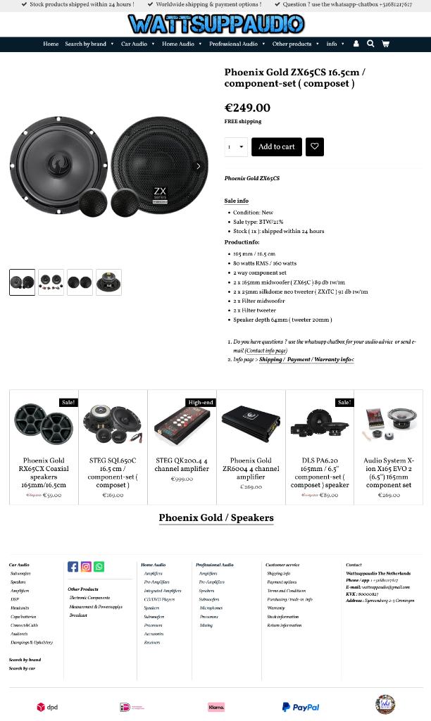 Phoenix Gold ZX65CS 16.5cm / composet /speakers 6.5'', Hifi-Focus, Aalsmeerderweg 173 1432 CL, Aalsmeer, Nieuw, Ophalen of Verzenden