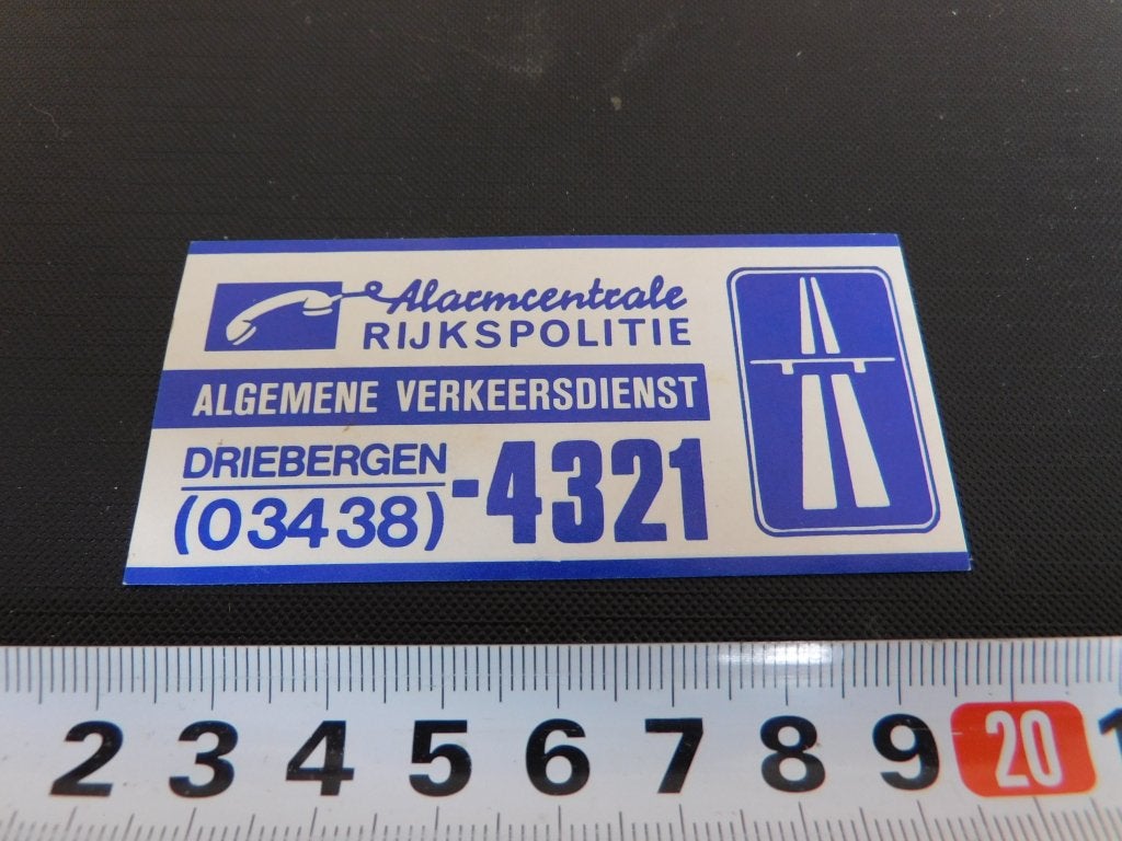 sticker Politie Rijkspolitie Driebergen RP Algemene Verkeer*, Ophalen, Zo goed als nieuw