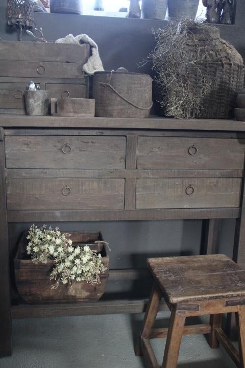 sidetable dressoir driftwood met 4 laden landelijke stijl, Ophalen, Hout, Gebruikt, Overige stijlen