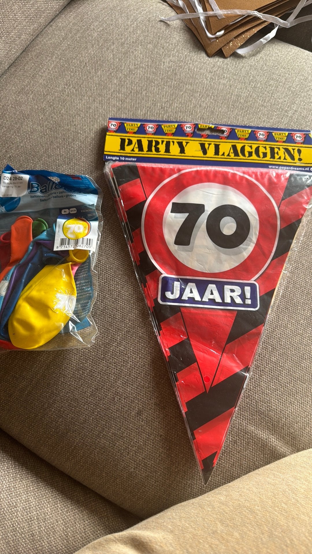 Slinger en ballonnen 70 jaar, Ophalen, Nieuw, Versiering, Verjaardag
