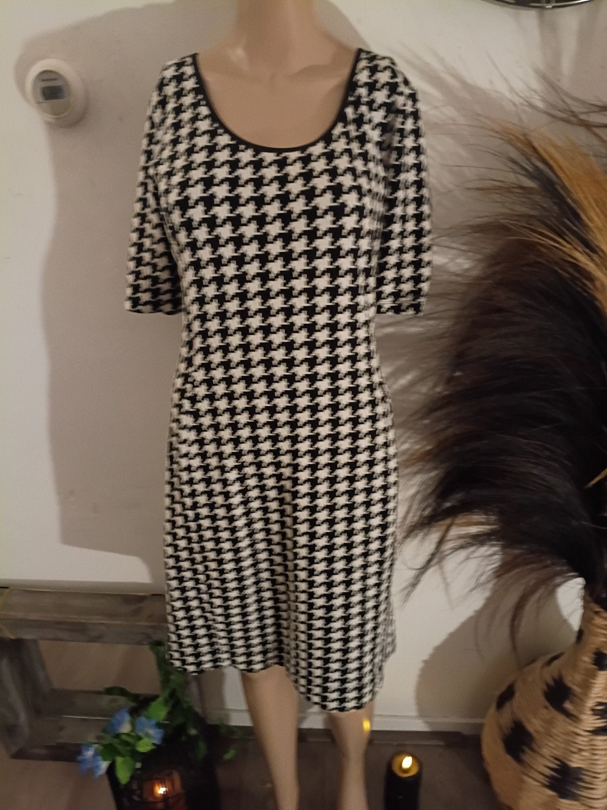 Kyra & Ko jurk pied-de-poule patroon maat XXL, Kleding | Dames, Zwart, Maat 46/48 (XL) of groter, Ophalen of Verzenden, Knielengte